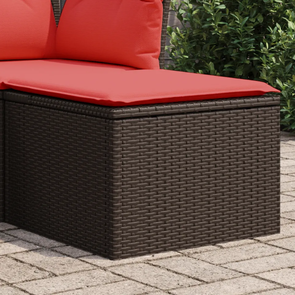 vidaXL Tuinkruk met kussen 55x55x37 cm poly rattan bruin, foto 4