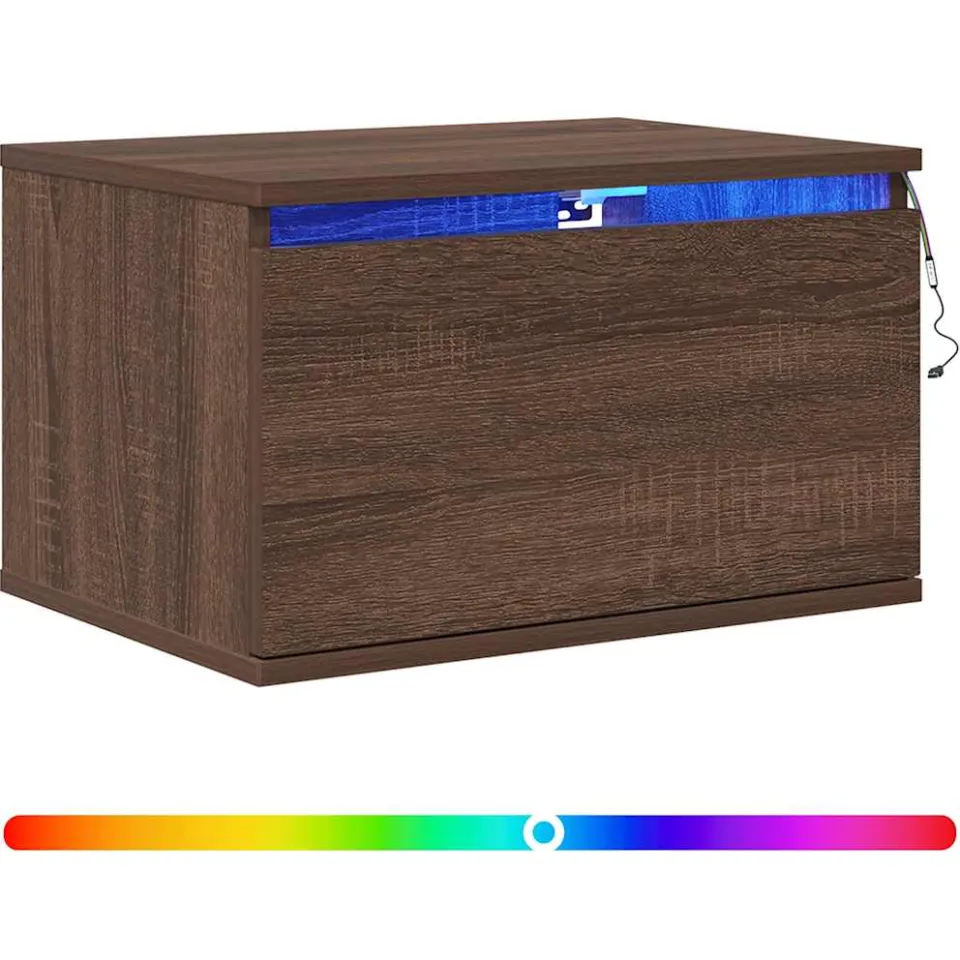 vidaXL Nachtkastjes met LED's 2 st wandgemonteerd bruin eikenkleur