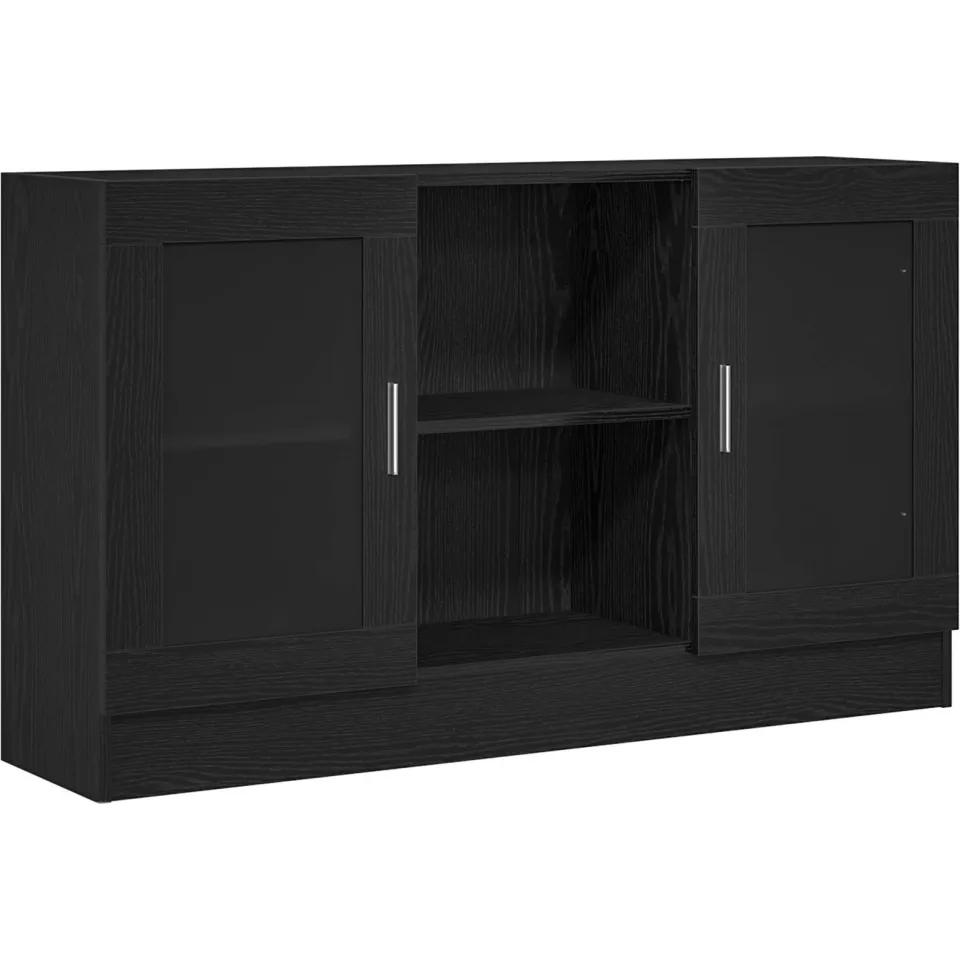 vidaXL Dressoir Zwart Eiken 120 x 30,5 x 70 cm Bewerkt hout, foto 3
