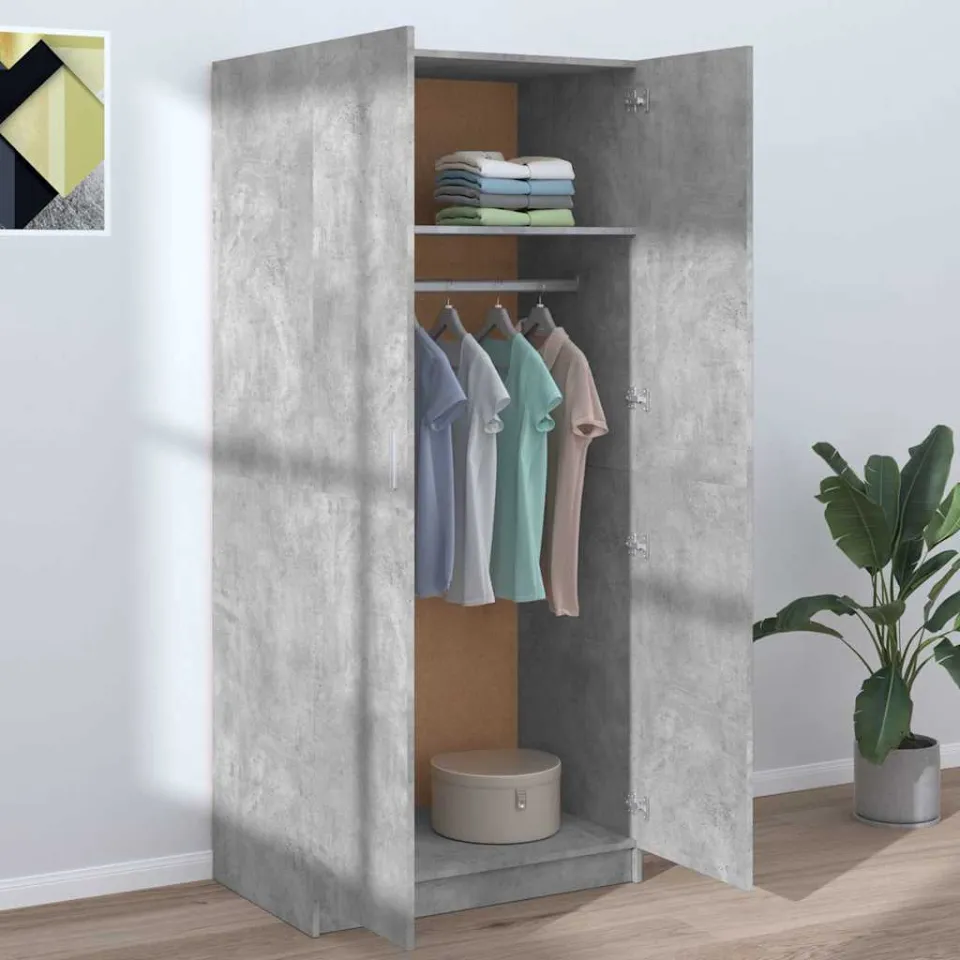vidaXL Kledingkast 80x52x180 cm bewerkt hout betongrijs grijs, foto 3