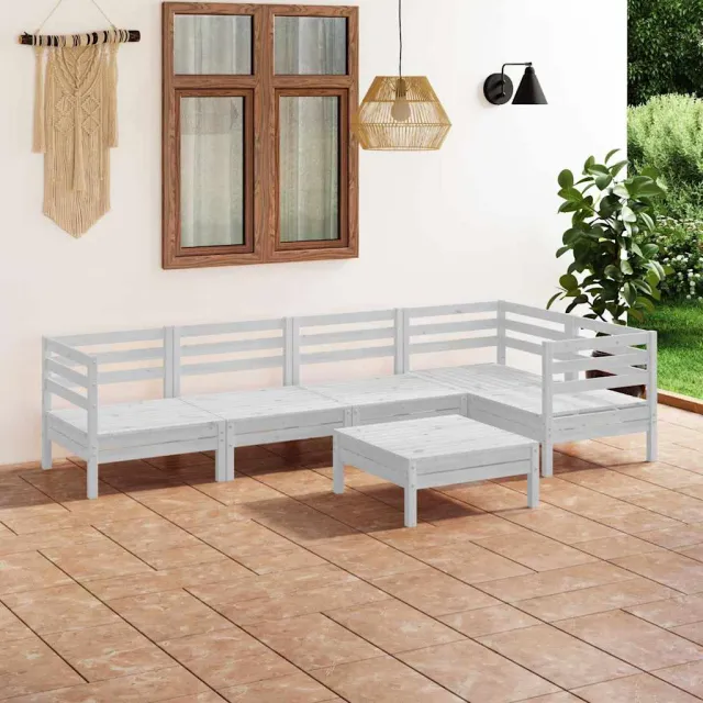 vidaXL 6-delige Loungeset massief grenenhout wit, foto 2