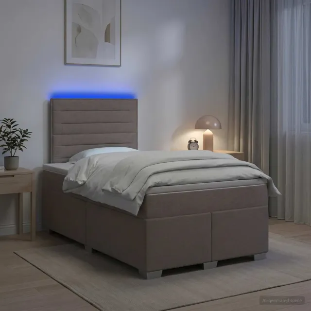 vidaXL Boxspringbed met matras met hoofdeinde Taupe 120 x 190 cm Stof