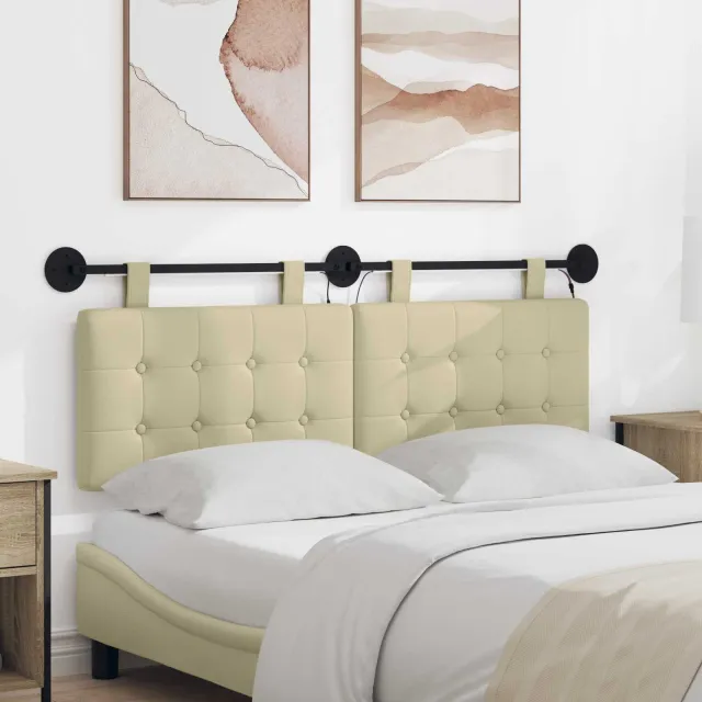 vidaXL Hangend hoofdbord Crèmekleurig Kunstleer