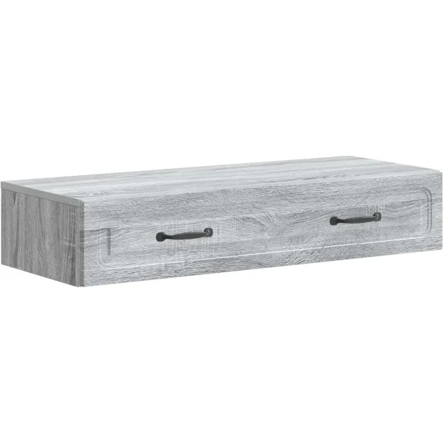 vidaXL Wandgemonteerde - Zijtafel - Grijs - sonoma - 87,5 - x - 34,5 - x - 17 - cm Grijs sonoma