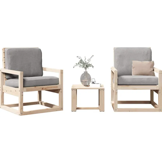 vidaXL 3-delige Loungeset massief grenenhout Bruin