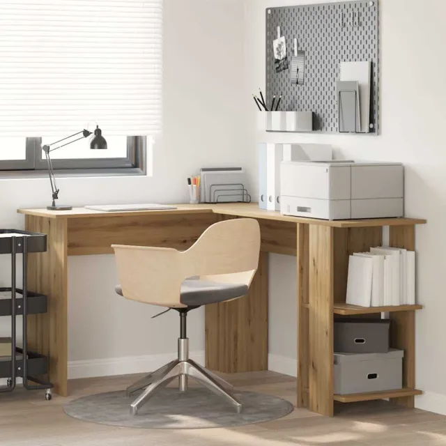 vidaXL Hoekbureau Artisan Eiken 140 x 113,5 x 75 cm Bewerkt hout, foto 2