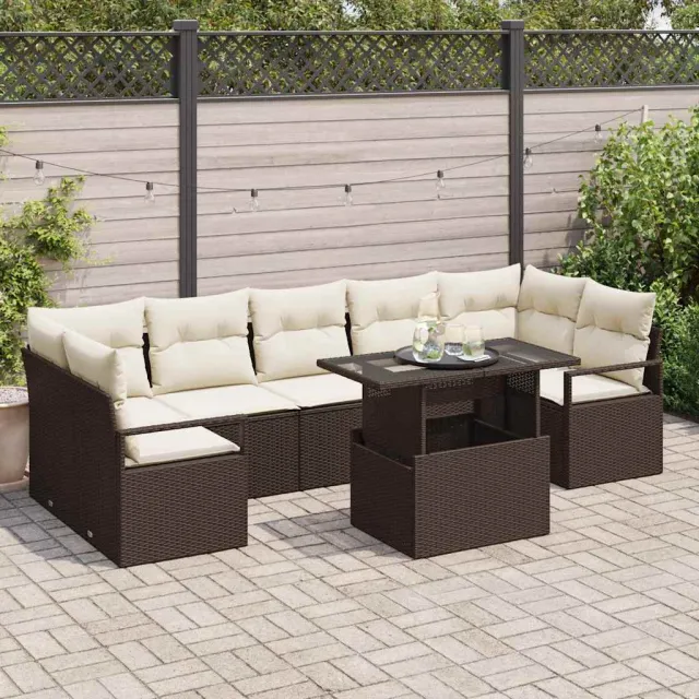 vidaXL Tuin Sofa Set 8 st Bruin Poly riet, foto 2