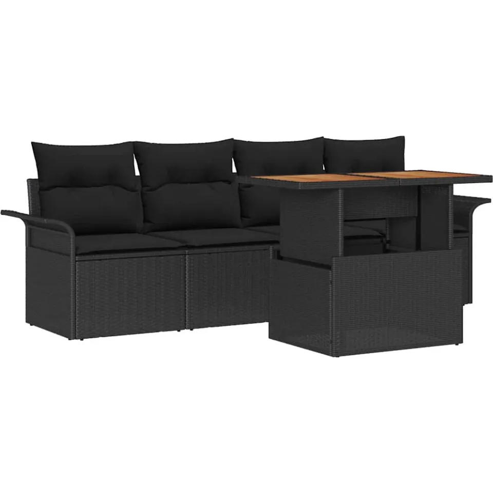 vidaXL Tuin Sofa Set 5 st Zwart Poly riet