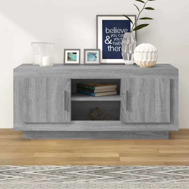 vidaXL Tv-meubel 102x35x45 cm bewerkt hout grijs sonoma eikenkleurig, foto 2