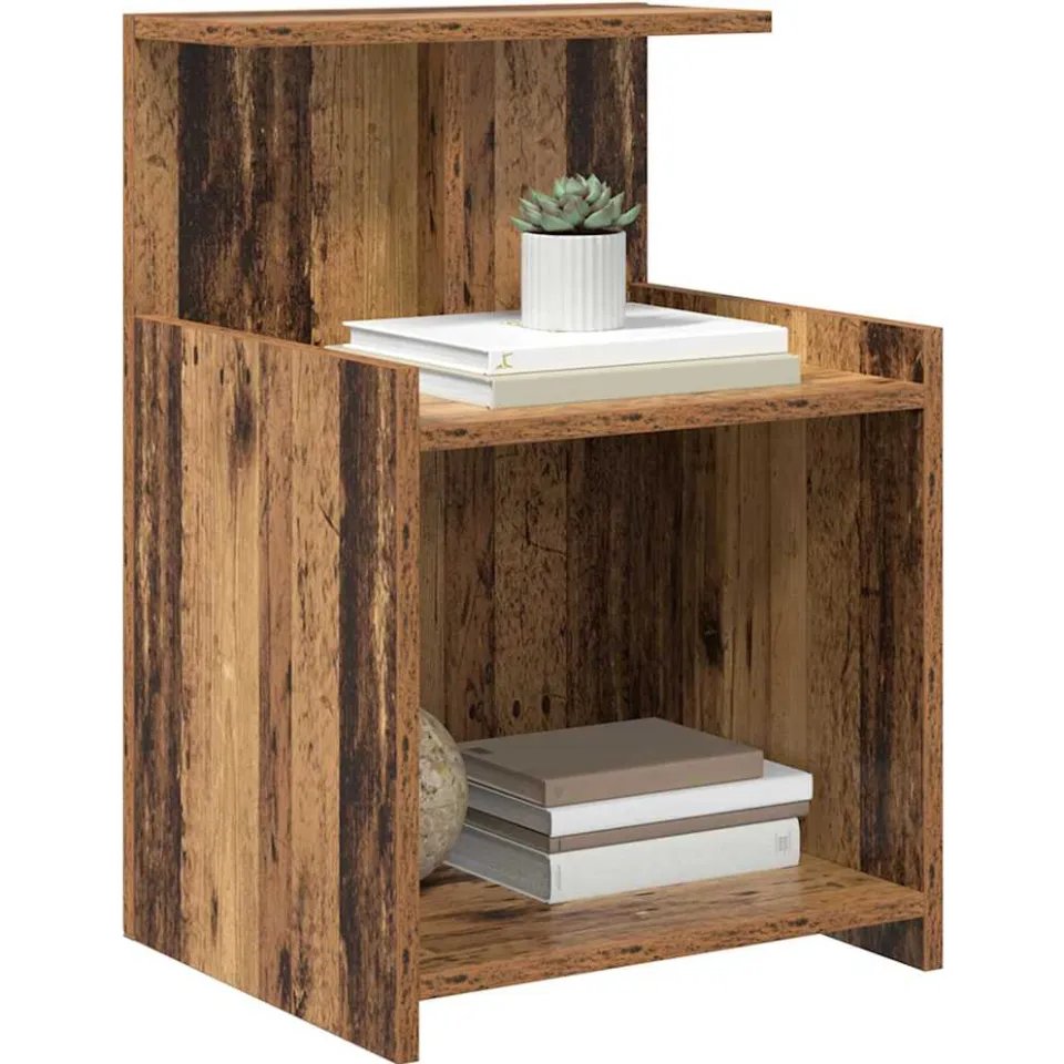 vidaXL Nachtkastje 2 st Oudhout 40 x 35 x 60 cm Bewerkt hout Bruin
