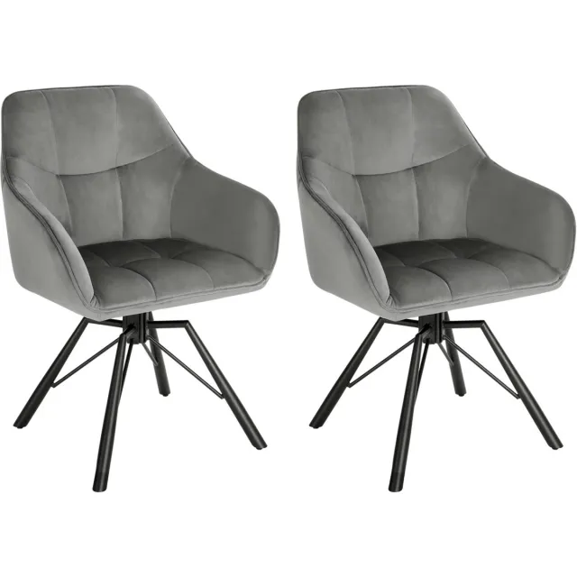 Happiq Set van 2 Draaibare Eetkamerstoelen - Gestoffeerde Comfortstoelen met Armleuningen & Rugleuning - Voor Keuken, Woonkamer & Restaurant grijs