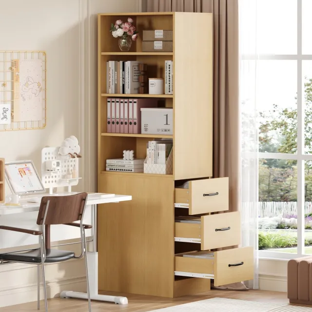 Zubaliya Boekenkast - 38 cm breed x 180 cm hoog wit - extra smal - 3 zijladen - verstelbare planken