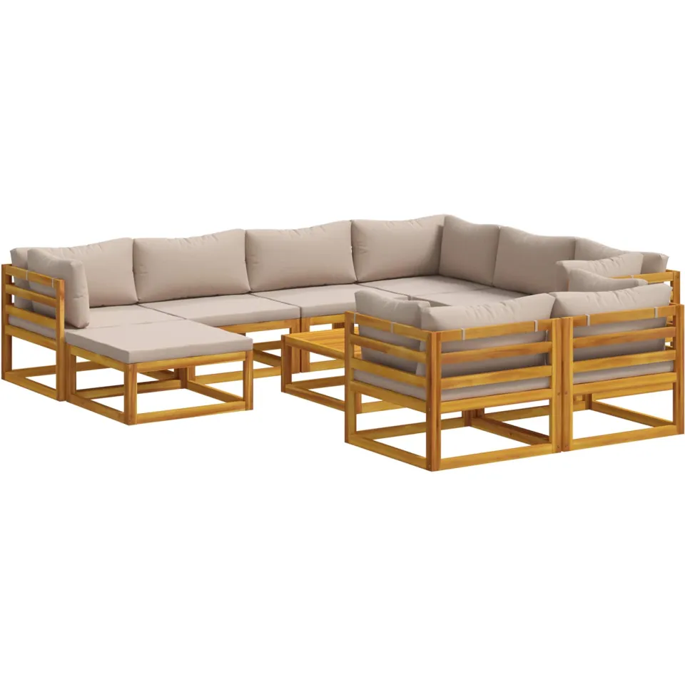 vidaXL Bankstel 10 st Naturel Massief Acaciahout, foto 3