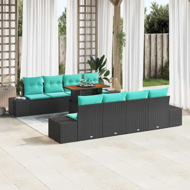 vidaXL Tuin Sofa Set 9 st Zwart Poly riet, foto 2