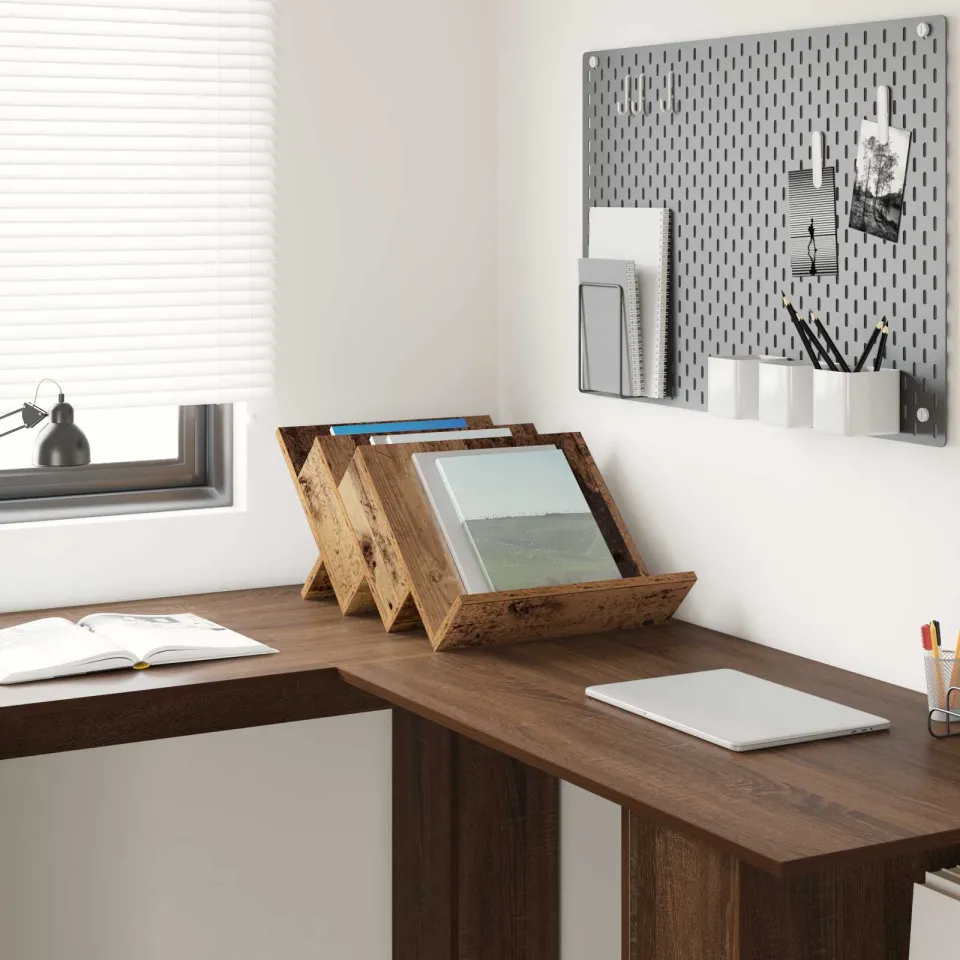 vidaXL Tijdschrift Rek Oudhout 53 x 40 x 28,5 cm Bewerkt hout bruin, foto 4
