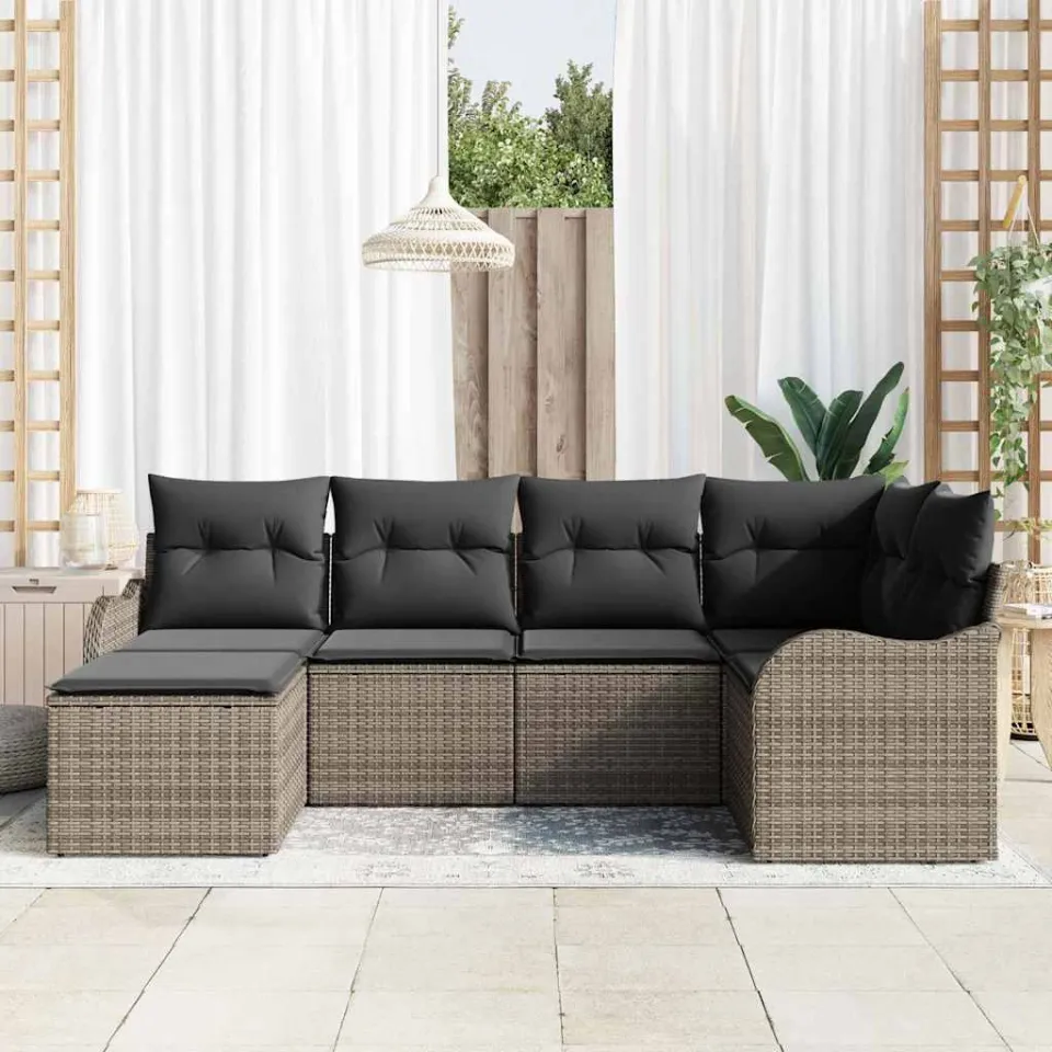 vidaXL Tuin Sofa Set 6 st Grijs poly rattan, foto 3