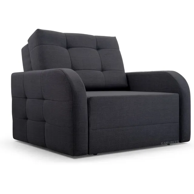 InspireME Fauteuil Met slaapfunctie Slaapbank Ban Porto 80 Fauteuil Slaapbank - Armstoel - Kinderbed - Compact en Comfortabel 101 cm - 1 zits - Donkergrijs (BRAGI 16)