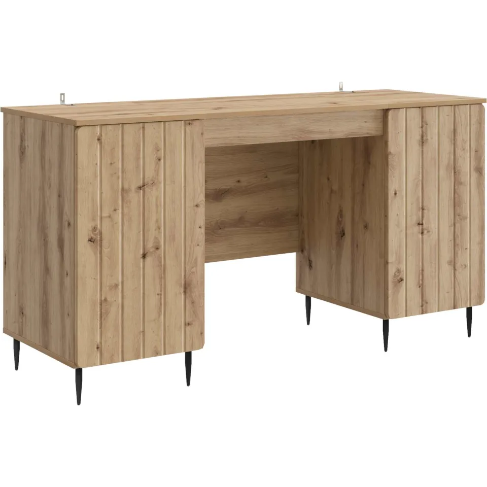vidaXL Bureau Artisanaal eiken 142,5 x 50 x 75 cm Bewerkt hout, foto 3