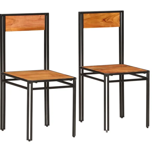 vidaXL Eetkamerstoelen 2 st massief acaciahout Bruin