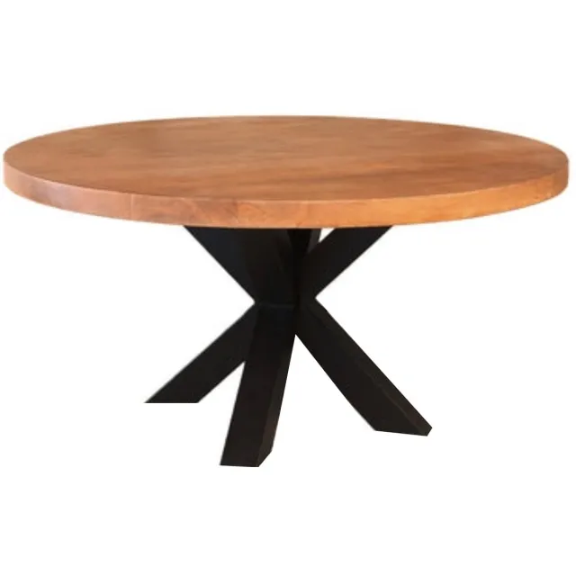 Lizzely Garden & Living Salontafel rond bruin mangohout 90cm Jesse side table industrieel bijzettafel mango hout duurzaam