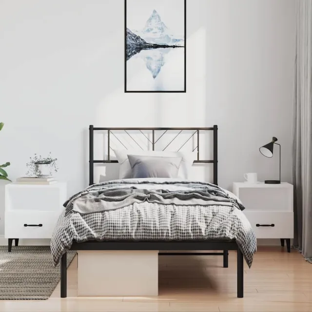vidaXL Bedframe met hoofdbord metaal zwart 100x190 cm