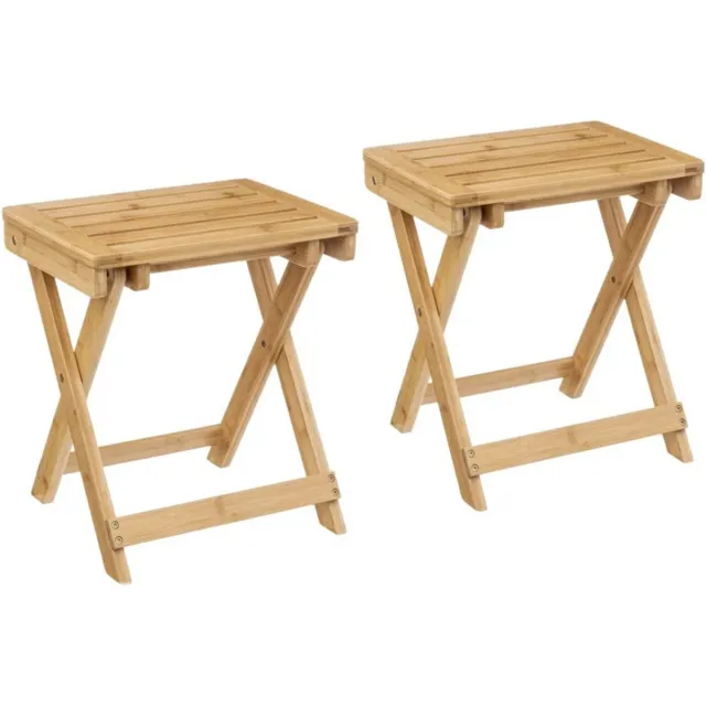 5Five® 5Five bijzettafel opvouwbaar - 2x - bamboe hout - L39 x B33 x H44 cm Beige