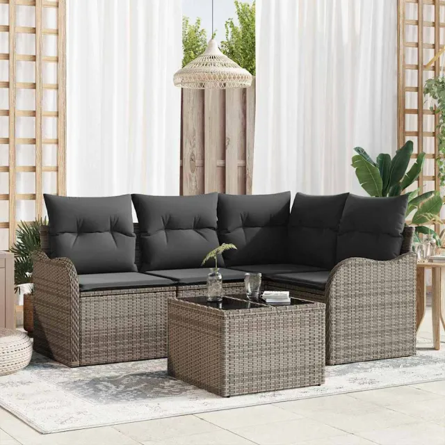 vidaXL Tuin Sofa Set 5 st Zwart poly rattan, foto 2