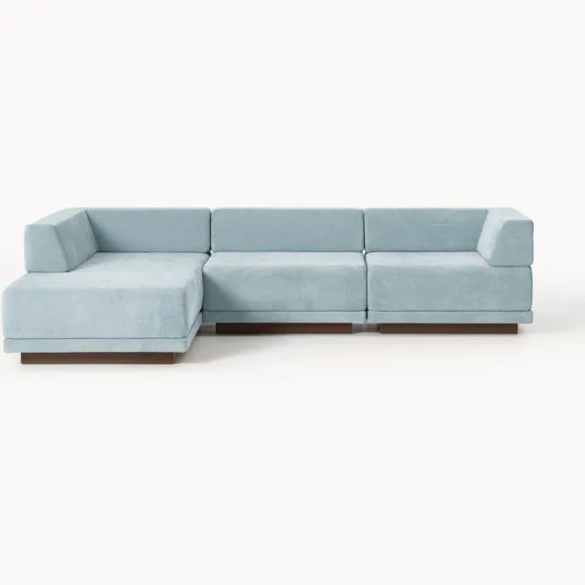 Westwing Collection Modulaire hoekbank Colin (4-zits) Bruin, Lichtblauw