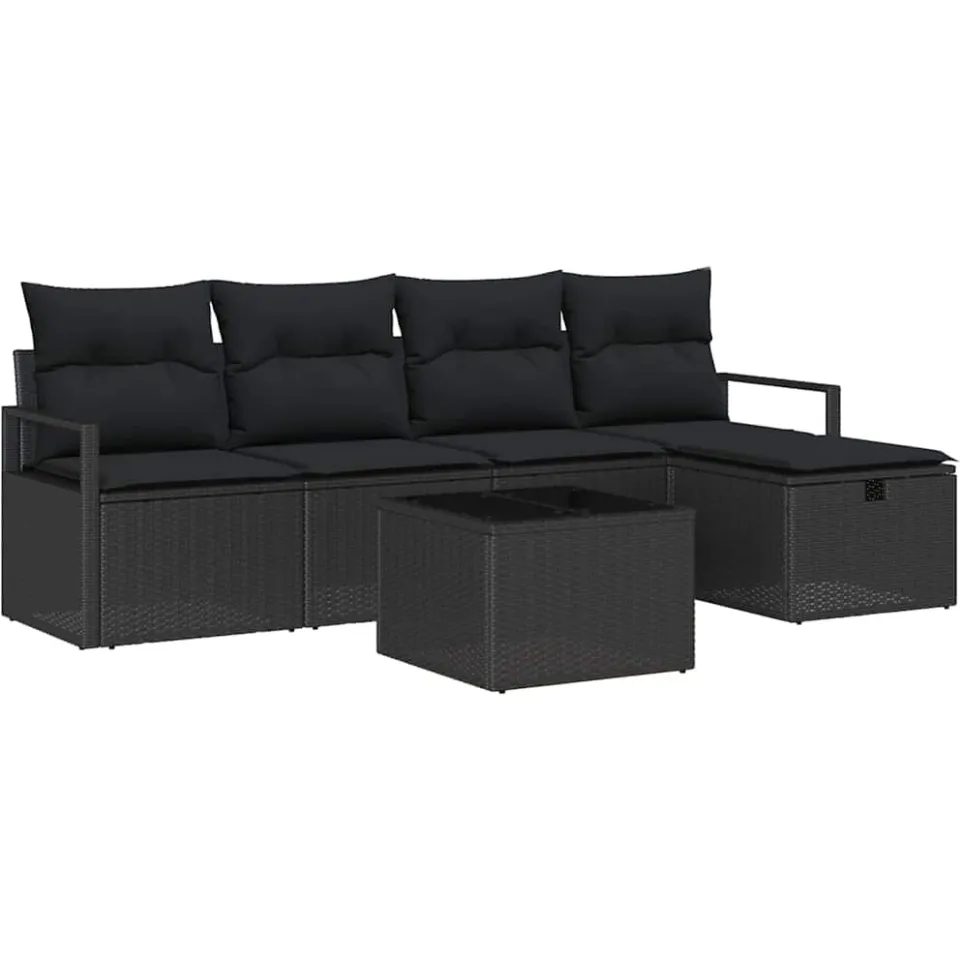 vidaXL Tuin Sofa Set 6 st Zwart poly rattan