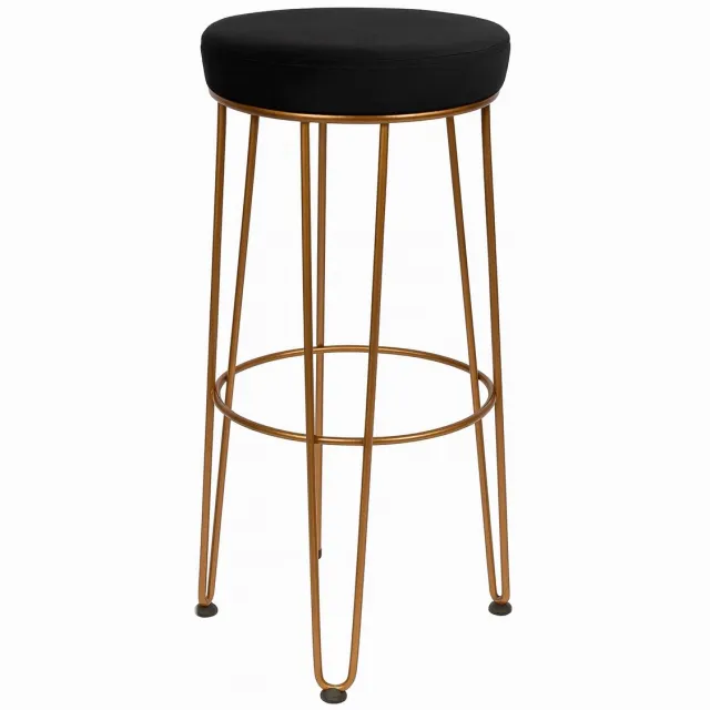 Bias Barkruk 75cm Koper/Metaal Zwart Velours Zitting