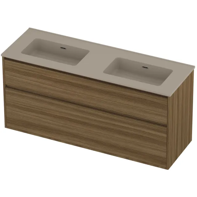 Proline Tribute Badmeubelset Porselein 140x46x67 cm Mat Crème Cotton Caramel Walnut Houtlook