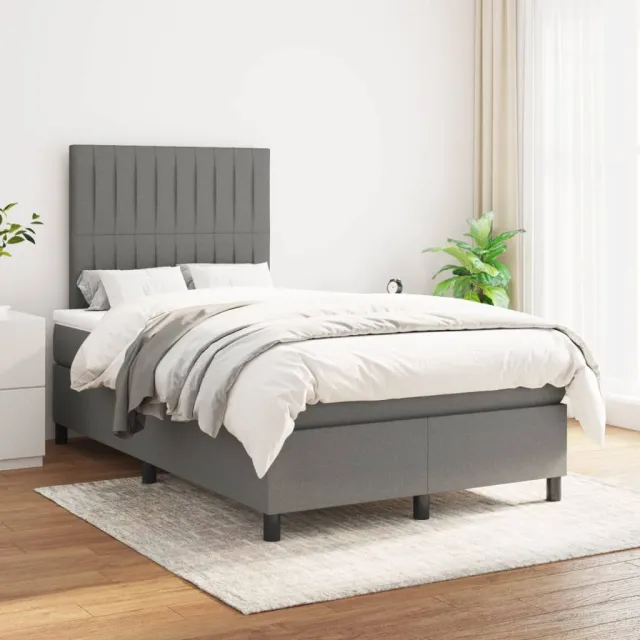 vidaXL Boxspring met matras stof donkergrijs 120x200 cm grijs