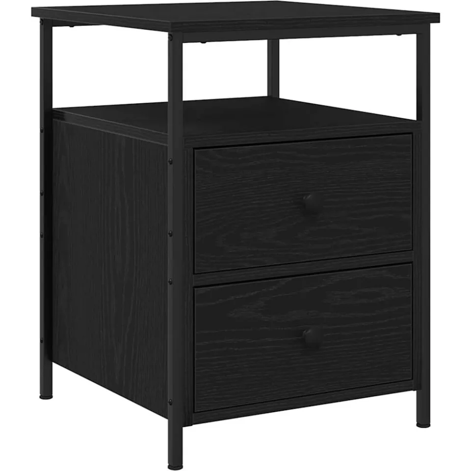 vidaXL Nachtkastje Zwart Eiken 34 x 35,5 x 50 cm Bewerkt hout, foto 3