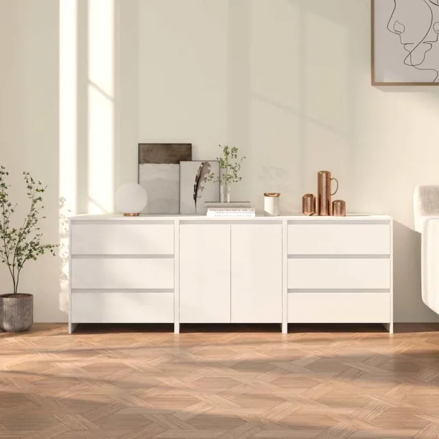 vidaXL 3 st Dressoirs bewerkt hout wit