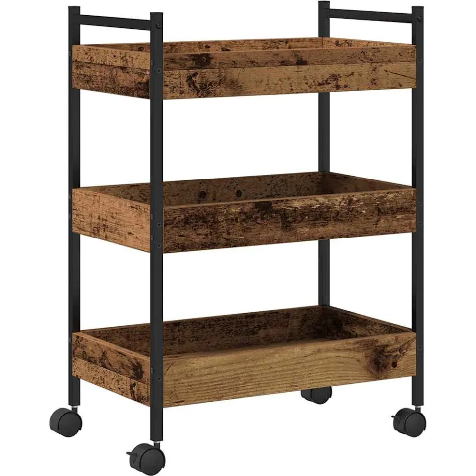 vidaXL Keuken Trolley Oud hout 50 x 30 x 70 cm Bewerkt hout bruin, foto 3