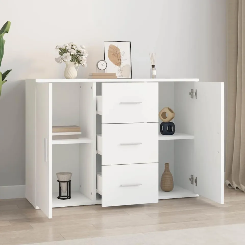 vidaXL Dressoir 91x29,5x65 cm bewerkt hout wit, foto 3