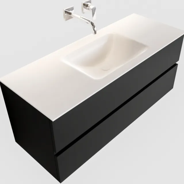 Boss & Wessing Badkamermeubel Solid Surface BWS Oslo 120x45 cm Mat Zwart Urban Midden (0 kraangaten)