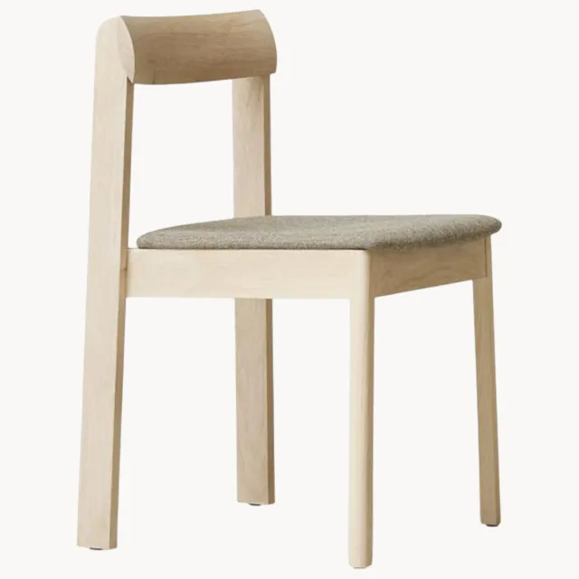 Form & Refine Eikenhouten eetstoel Blueprint met gestoffeerde zitvlak Beige, Grijs