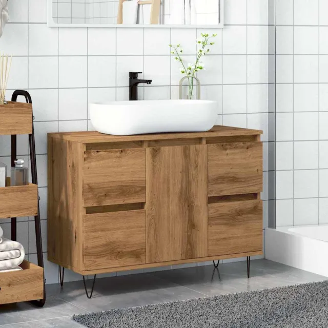 vidaXL Badkamerkast 80x33x60 cm bewerkt hout artisanaal eikenkleurig, foto 2