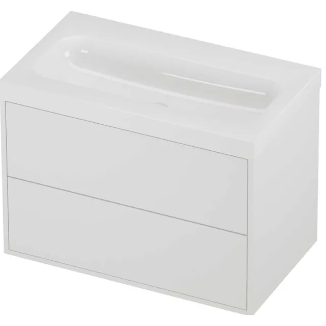 Proline Haga Badmeubelset Polystone Mezza 2 Laden 80x46x58 cm Glans Wit Mat White Mat Wit