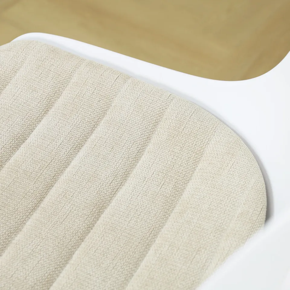 Nolon Nola-Liv draaibare eetkamerstoel wit met naturelbeige zitkussen - zwart onderstel, foto 4
