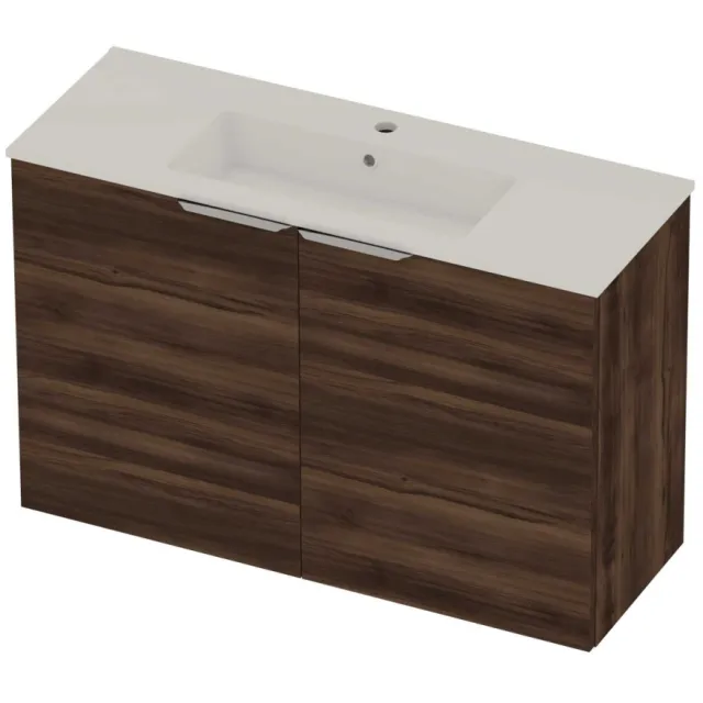 Basic-Line Tiny 36 Badmeubelset Porselein 1 Kraangat 100x36x67 cm Barista Oak Glans Wit