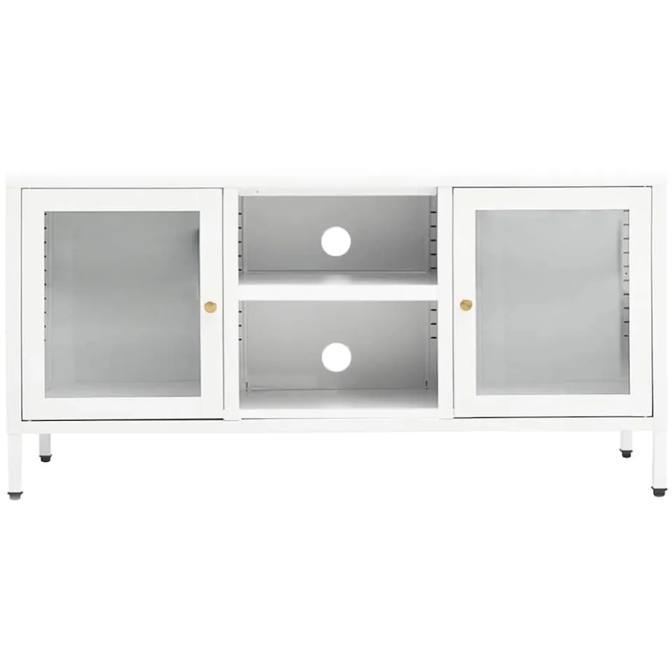 vidaXL Tv-meubel 105x35x52 cm staal en glas wit