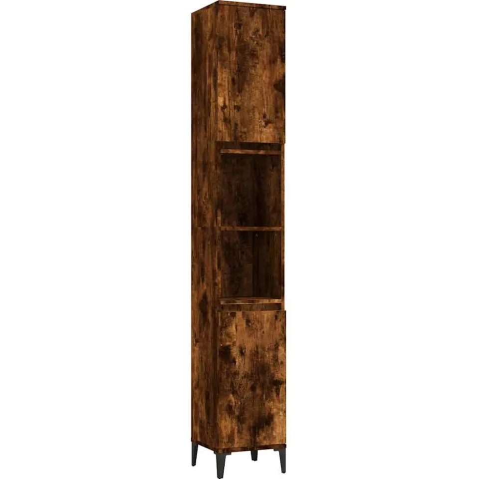 vidaXL 3-delige Badkamermeubelset bewerkt hout gerookt eikenkleurig, foto 4