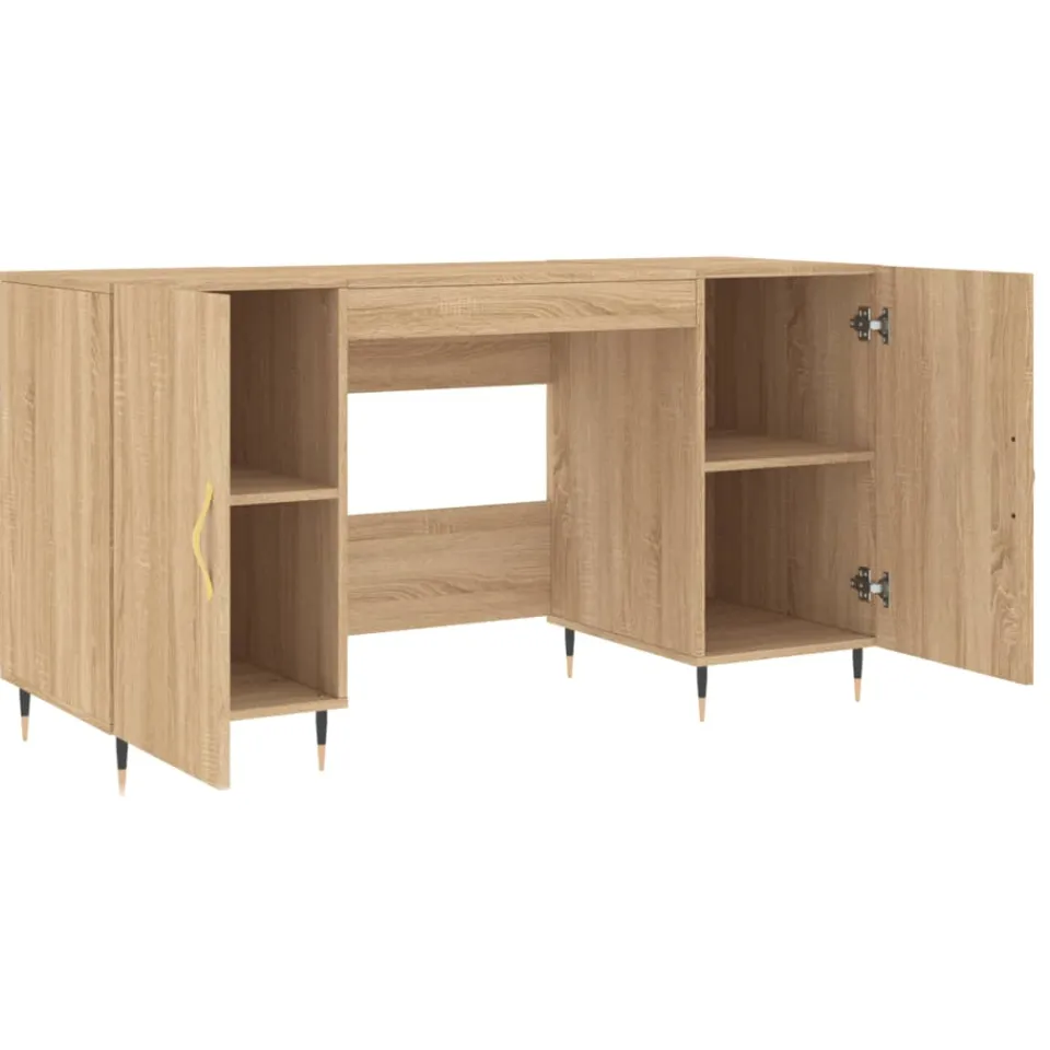 vidaXL Bureau 140x50x75 cm bewerkt hout sonoma eikenkleurig Bruin