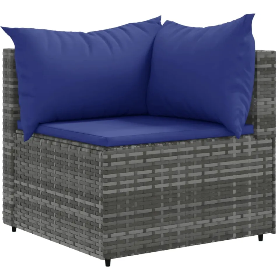 vidaXL 11-delige Loungeset met kussens poly rattan grijs, foto 3