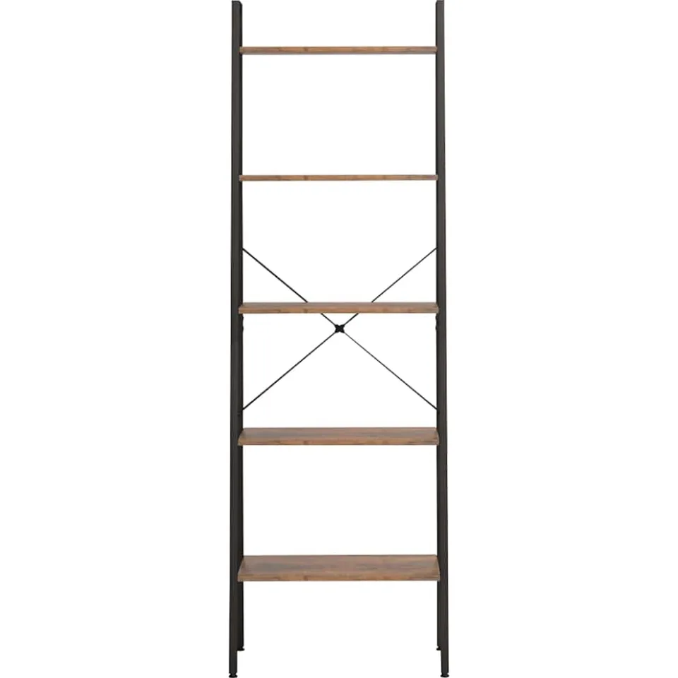 vidaXL Ladderrek met 5 schappen 56x35x174 cm donkerbruin en zwart