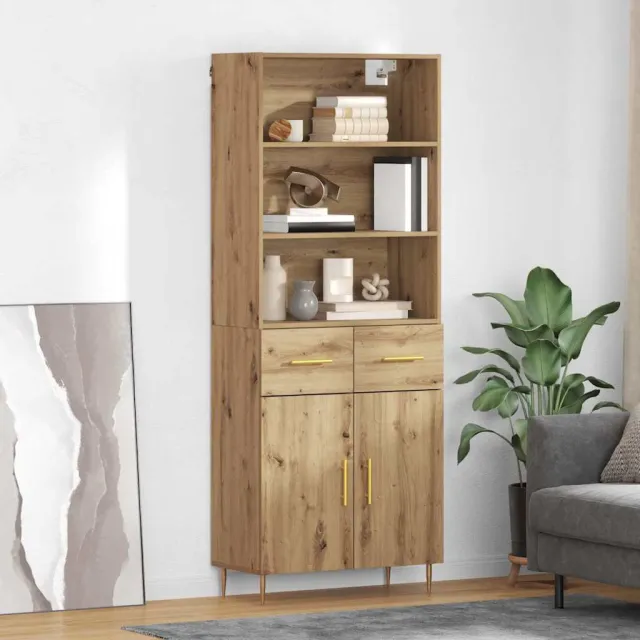 vidaXL Hoge kast Artisan Eiken 69,5 x 34 x 180 cm Bewerkt hout Bruin
