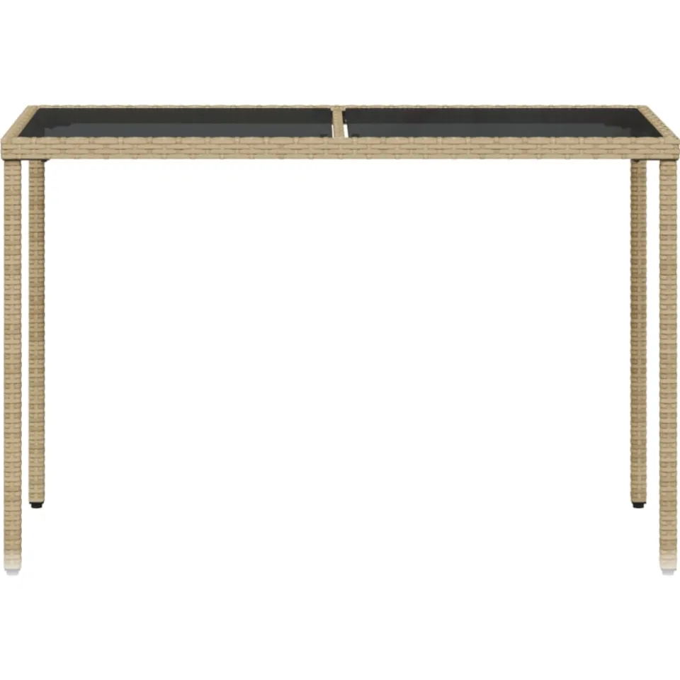 vidaXL Tuintafel met glazen blad 115x54x74 cm poly rattan beige, foto 4