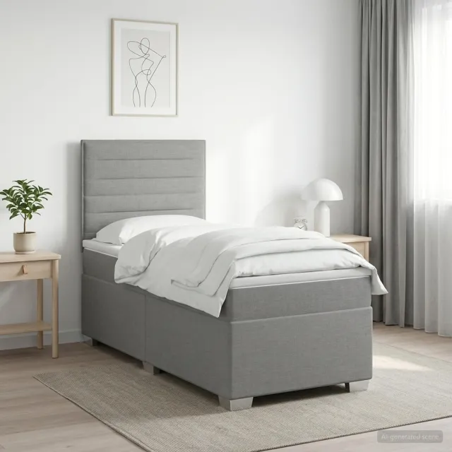 vidaXL Boxspringbed met matras Lichtgrijs 90 x 200 cm Stof